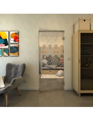 Pendeltür - Fineprint Model 079 Schwarz auf Klarglas