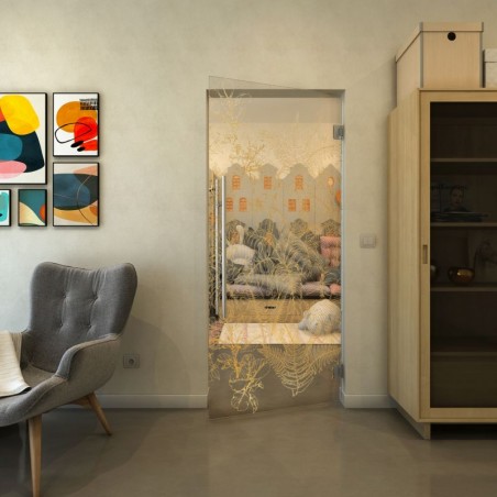 Pendeltür - Fineprint Model 080 Gold auf Klarglas