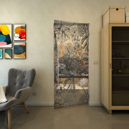 Pendeltür - Fineprint Model 083 Schwarz auf Klarglas