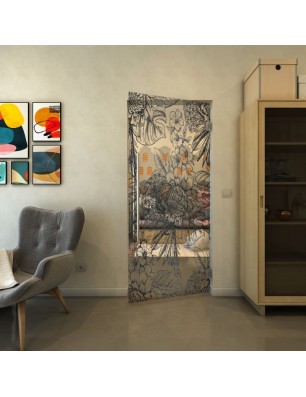 Pendeltür - Fineprint Model 083 Schwarz auf Klarglas