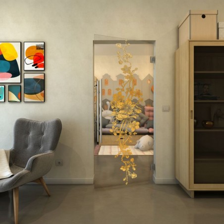 Pendeltür - Fineprint Model 085 Gold auf Klarglas