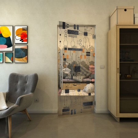 Pendeltür - Fineprint Model 092 Schwarz auf Klarglas