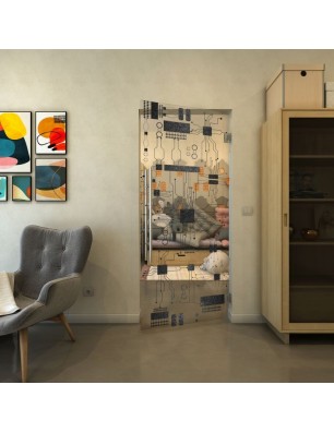 Pendeltür - Fineprint Model 092 Schwarz auf Klarglas