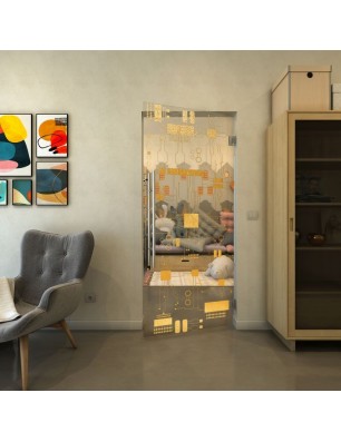 Pendeltür - Fineprint Model 092 Gold auf Klarglas
