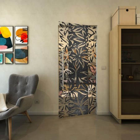 Pendeltür - Fineprint Model 094 Schwarz auf Klarglas