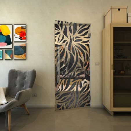 Pendeltür - Fineprint Model 096 Schwarz auf Klarglas