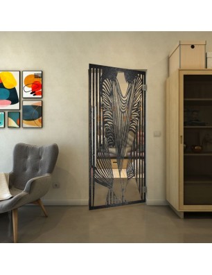 Pendeltür - Fineprint Model 097 Schwarz auf Klarglas