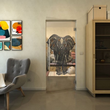 Pendeltür - Fineprint Model 098 Schwarz auf Klarglas