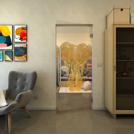 Pendeltür - Fineprint Model 098 Gold auf Klarglas