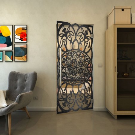 Pendeltür - Fineprint Model 100 Schwarz auf Klarglas