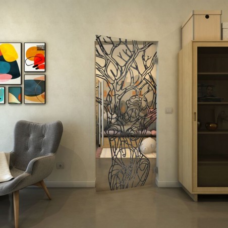 Pendeltür - Fineprint Model 105 Schwarz auf Klarglas