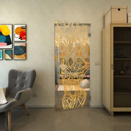 Pendeltür - Fineprint Model 105 Gold auf Klarglas
