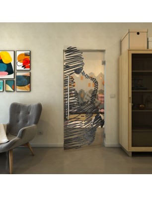 Pendeltür - Fineprint Model 106 Schwarz auf Klarglas