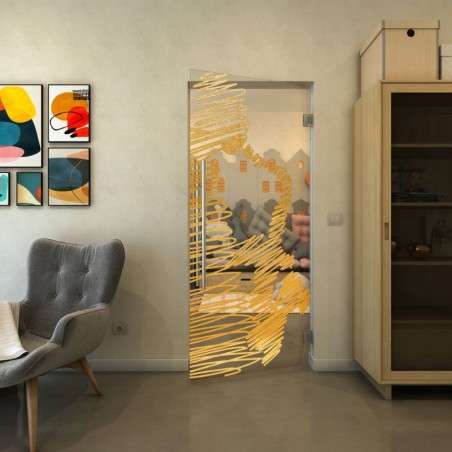 Pendeltür - Fineprint Model 106 Gold auf Klarglas