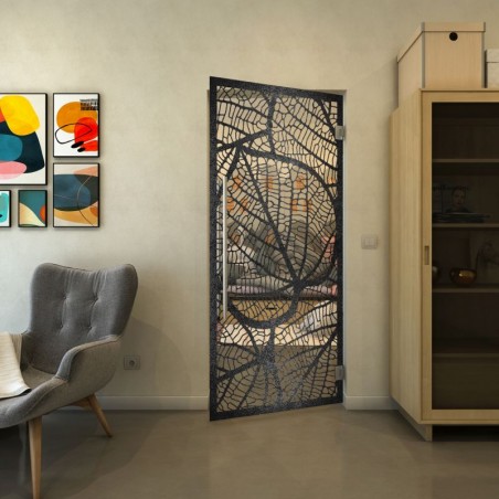 Pendeltür - Fineprint Model 107 Schwarz auf Klarglas