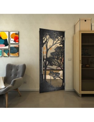 Pendeltür - Fineprint Model 110 Schwarz auf Klarglas