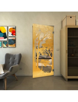 Pendeltür - Fineprint Model 110 Gold auf Klarglas