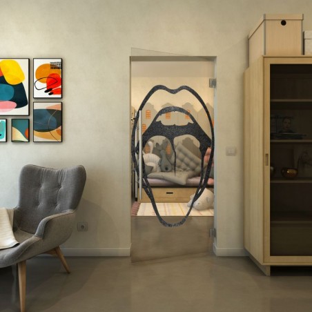 Pendeltür - Fineprint Model 111 Schwarz auf Klarglas