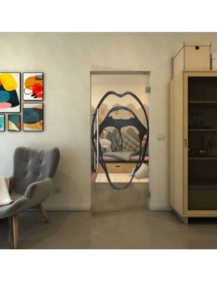 Pendeltür - Fineprint Model 111 Schwarz auf Klarglas