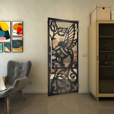 Pendeltür - Fineprint Model 112 Schwarz auf Klarglas