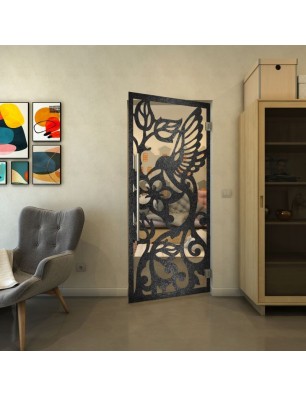 Pendeltür - Fineprint Model 112 Schwarz auf Klarglas