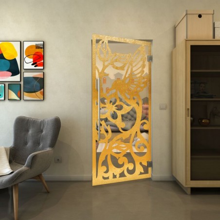 Pendeltür - Fineprint Model 112 Gold auf Klarglas