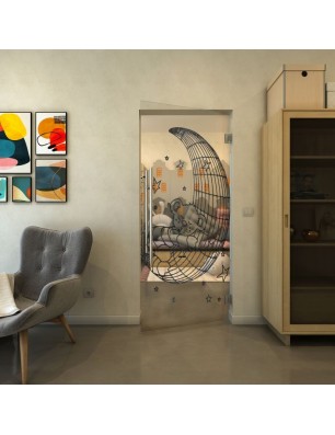 Pendeltür - Fineprint Model 113 Schwarz auf Klarglas