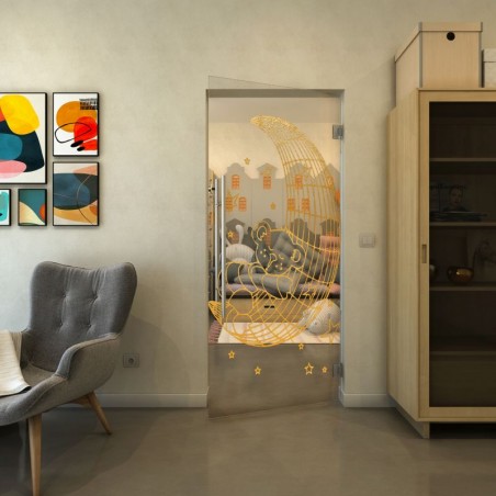 Pendeltür - Fineprint Model 113 Gold auf Klarglas