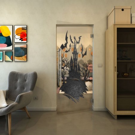 Pendeltür - Fineprint Model 114 Schwarz auf Klarglas