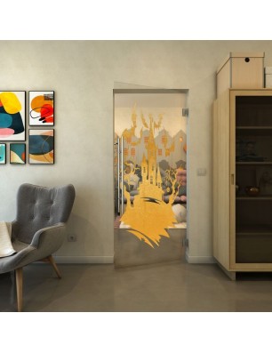 Pendeltür - Fineprint Model 114 Gold auf Klarglas