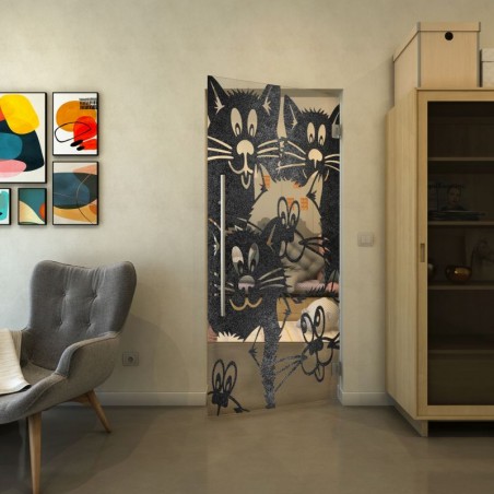 Pendeltür - Fineprint Model 115 Schwarz auf Klarglas