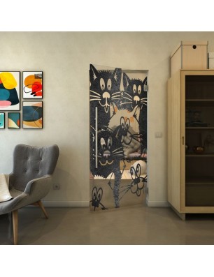 Pendeltür - Fineprint Model 115 Schwarz auf Klarglas