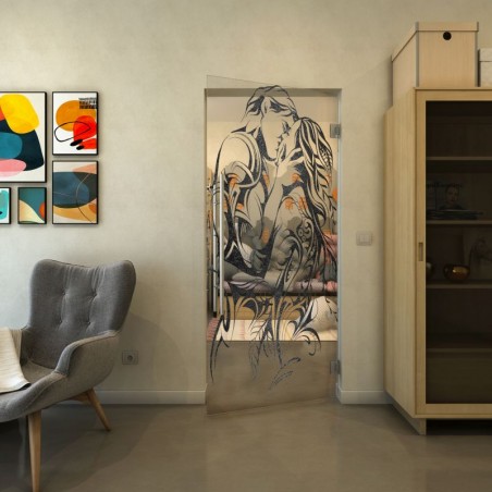 Pendeltür - Fineprint Model 116 Schwarz auf Klarglas