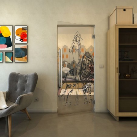 Pendeltür - Fineprint Model 117 Schwarz auf Klarglas