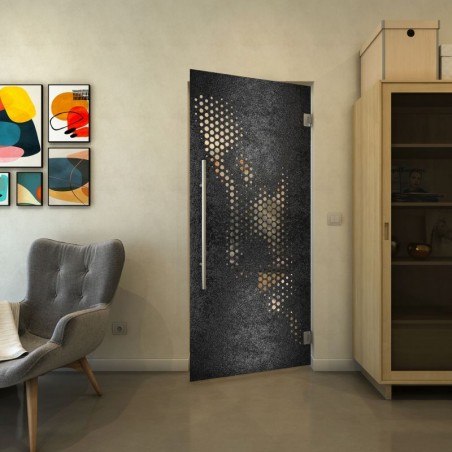 Pendeltür - Fineprint Model 120 Schwarz auf Klarglas