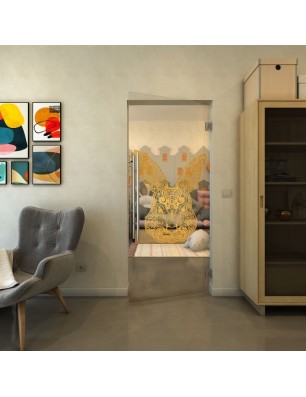 Pendeltür - Fineprint Model 121 Gold auf Klarglas