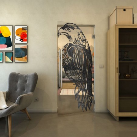 Pendeltür - Fineprint Model 122 Schwarz auf Klarglas