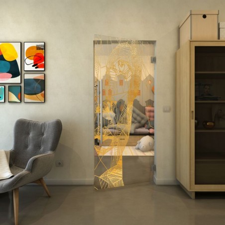 Pendeltür - Fineprint Model 123 Gold auf Klarglas