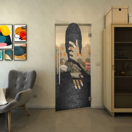 Pendeltür - Fineprint Model 124 Schwarz auf Klarglas