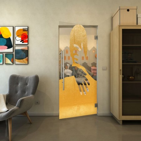 Pendeltür - Fineprint Model 124 Gold auf Klarglas