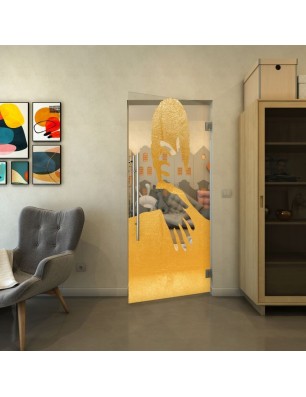 Pendeltür - Fineprint Model 124 Gold auf Klarglas