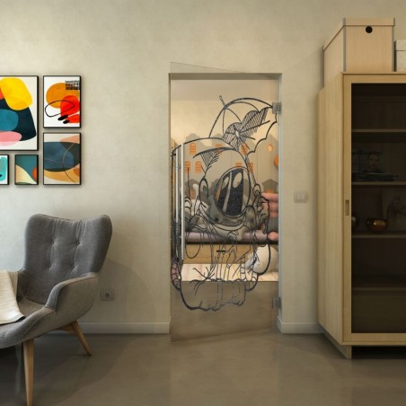 Pendeltür - Fineprint Model 126 Schwarz auf Klarglas