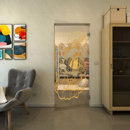 Pendeltür - Fineprint Model 126 Gold auf Klarglas