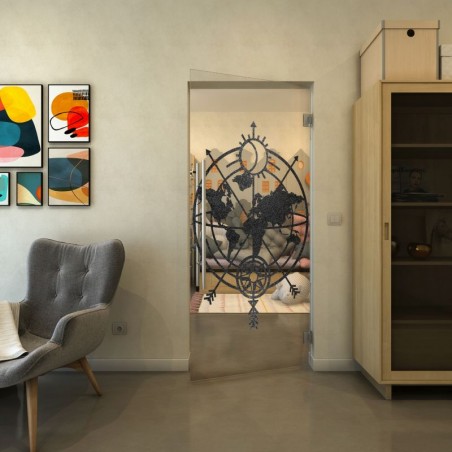 Pendeltür - Fineprint Model 127 Schwarz auf Klarglas