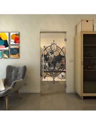 Pendeltür - Fineprint Model 127 Schwarz auf Klarglas