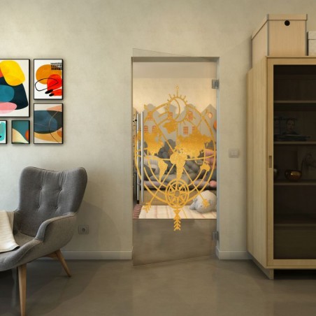 Pendeltür - Fineprint Model 127 Gold auf Klarglas