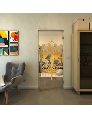 Pendeltür - Fineprint Model 127 Gold auf Klarglas