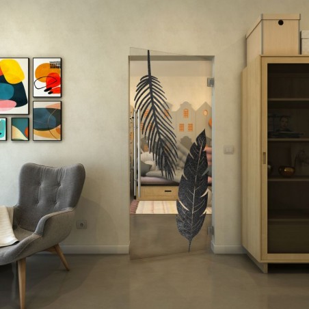 Pendeltür - Fineprint Model 129 Schwarz auf Klarglas