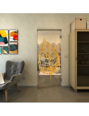 Pendeltür - Fineprint Model 130 Gold auf Klarglas