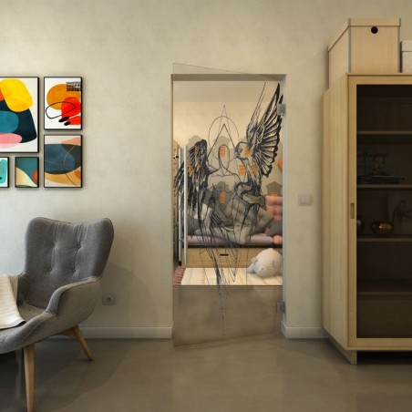 Pendeltür - Fineprint Model 131 Schwarz auf Klarglas